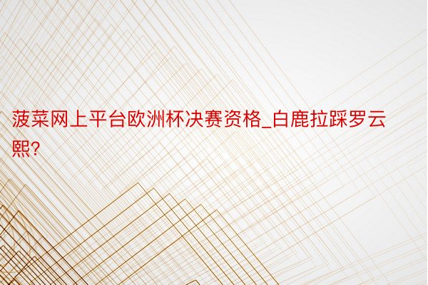 菠菜网上平台欧洲杯决赛资格_白鹿拉踩罗云熙？